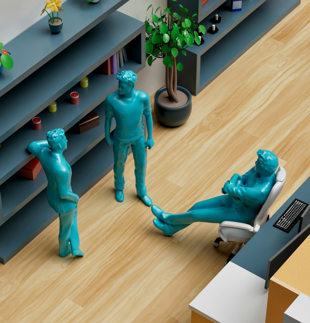 Diverse team of business scaling consultants standing together in an office